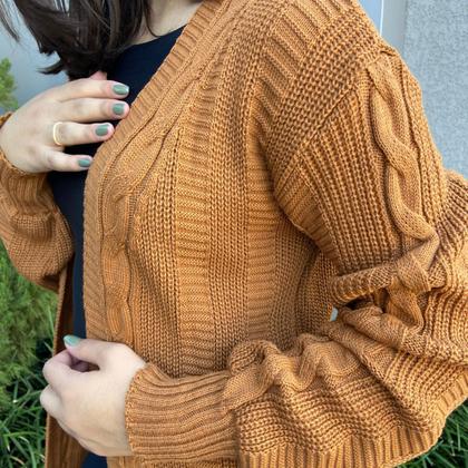 Imagem de Cardigan Casaco Feminino Kimono Tricot Inverno Sobretudo Lã