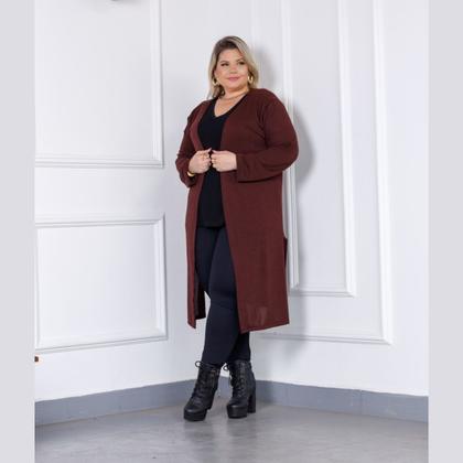 Imagem de Cardigan Casaco Feminino Longo Inverno Lanzinha Plus Size