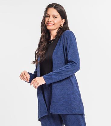 Imagem de Cardigan Feminino Alongado Infinita Cor Azul