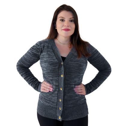 Imagem de Cardigan Feminino Blusa Manga Longa Trico Botão Frio Casaco