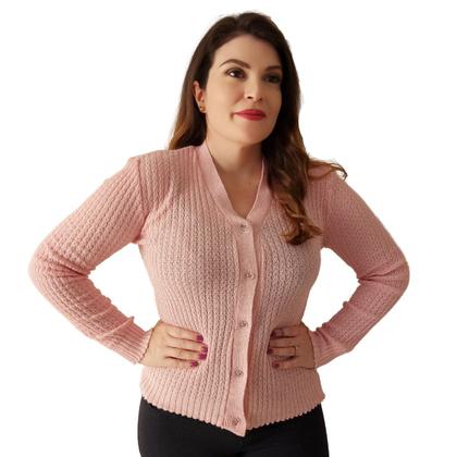 Imagem de Cardigan Feminino Blusa Manga Longa Trico Botão Frio Casaco