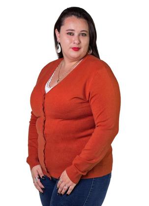 Imagem de Cardigan Feminino Facinelli Plus Size 658124 Laranja