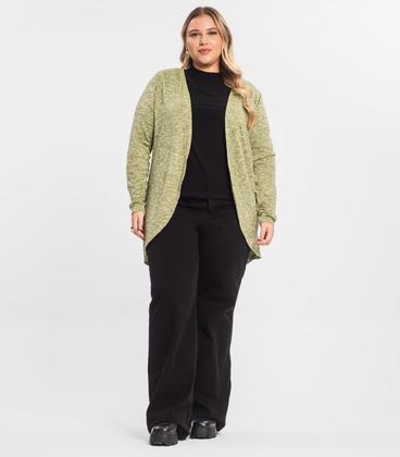 Imagem de Cardigan Feminino Plus Alongado Infinita Cor Amarelo