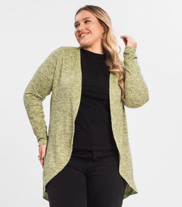 Imagem de Cardigan Feminino Plus Alongado Infinita Cor Amarelo