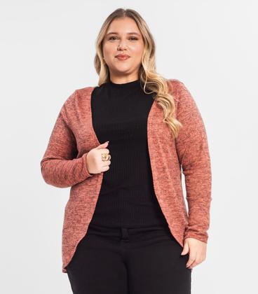 Imagem de Cardigan Feminino Plus Alongado Infinita Cor Laranja