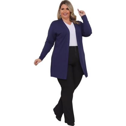 Imagem de Cardigan Manga Longa Malha KIMONO Plus Size Inverno