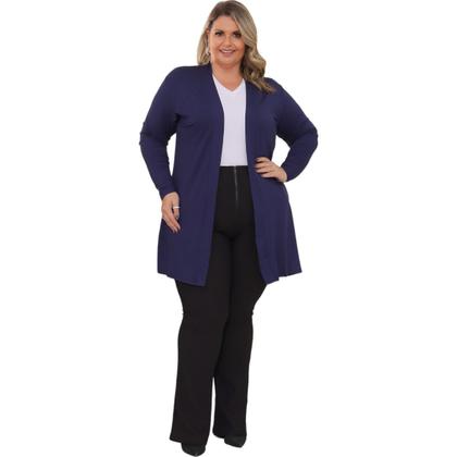 Imagem de Cardigan Manga Longa Malha KIMONO Plus Size Inverno