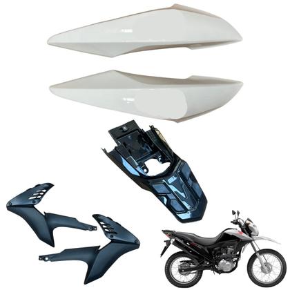 Imagem de Carenagem Nxr Bros 160 modelo 2016 Até 2021 Aba do Tanque Par de Complementos Frontal Bananinha Aranha Rabeta Traseira