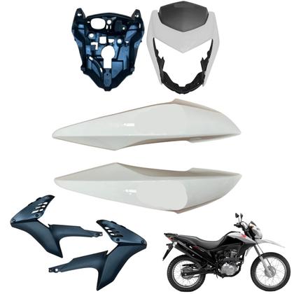 Imagem de Carenagem Nxr Bros 160 modelo 2016 Até 2021 Aba do Tanque Par de Complementos Frontal Bananinha Aranha Rabeta Traseira