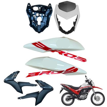 Imagem de Carenagem Nxr Bros 160 modelo 2016 Até 2021 Aba do Tanque Par de Complementos Frontal Bananinha Aranha Rabeta Traseira