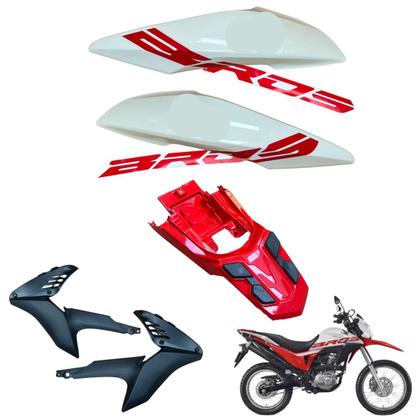 Imagem de Carenagem Nxr Bros 160 modelo 2016 Até 2021 Aba do Tanque Par de Complementos Frontal Bananinha Aranha Rabeta Traseira