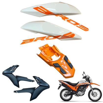 Imagem de Carenagem Nxr Bros 160 modelo 2016 Até 2021 Aba do Tanque Par de Complementos Frontal Bananinha Aranha Rabeta Traseira