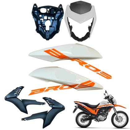 Imagem de Carenagem Nxr Bros 160 modelo 2016 Até 2021 Aba do Tanque Par de Complementos Frontal Bananinha Aranha Rabeta Traseira