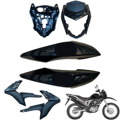 Imagem de Carenagem Nxr Bros 160 modelo 2016 Até 2021 Aba do Tanque Par de Complementos Frontal Bananinha Aranha Rabeta Traseira