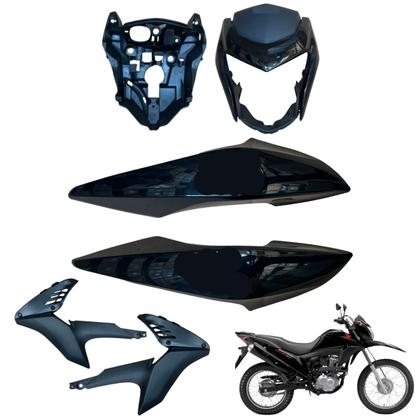 Imagem de Carenagem Nxr Bros 160 modelo 2016 Até 2021 Aba do Tanque Par de Complementos Frontal Bananinha Aranha Rabeta Traseira
