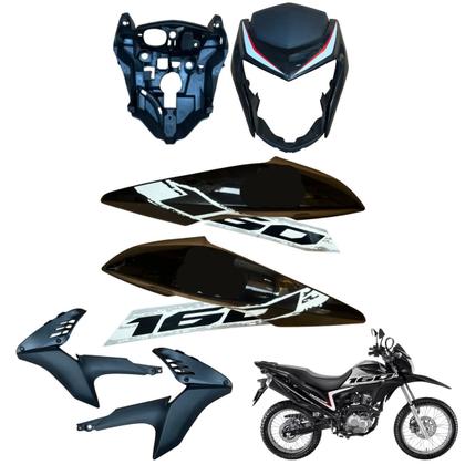 Imagem de Carenagem Nxr Bros 160 modelo 2016 Até 2021 Aba do Tanque Par de Complementos Frontal Bananinha Aranha Rabeta Traseira