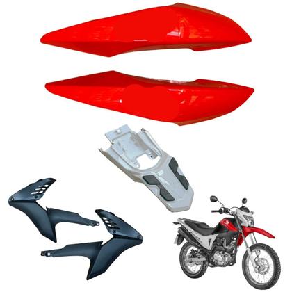 Imagem de Carenagem Nxr Bros 160 modelo 2016 Até 2021 Aba do Tanque Par de Complementos Frontal Bananinha Aranha Rabeta Traseira