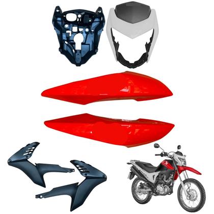 Imagem de Carenagem Nxr Bros 160 modelo 2016 Até 2021 Aba do Tanque Par de Complementos Frontal Bananinha Aranha Rabeta Traseira