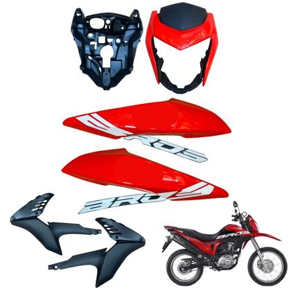 Imagem de Carenagem Nxr Bros 160 modelo 2016 Até 2021 Aba do Tanque Par de Complementos Frontal Bananinha Aranha Rabeta Traseira