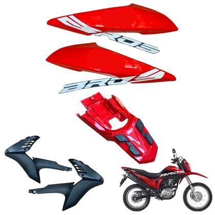 Imagem de Carenagem Nxr Bros 160 modelo 2016 Até 2021 Aba do Tanque Par de Complementos Frontal Bananinha Aranha Rabeta Traseira