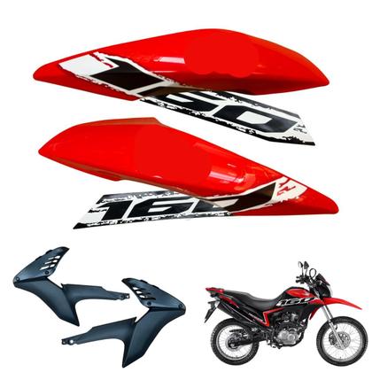 Imagem de Carenagem Nxr Bros 160 modelo 2016 Até 2021 Aba do Tanque Par de Complementos Frontal Bananinha Aranha Rabeta Traseira