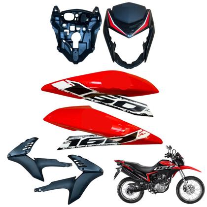 Imagem de Carenagem Nxr Bros 160 modelo 2016 Até 2021 Aba do Tanque Par de Complementos Frontal Bananinha Aranha Rabeta Traseira