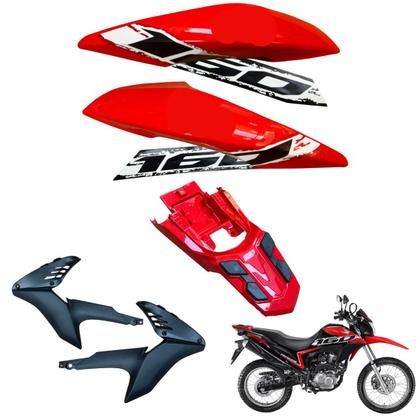 Imagem de Carenagem Nxr Bros 160 modelo 2016 Até 2021 Aba do Tanque Par de Complementos Frontal Bananinha Aranha Rabeta Traseira