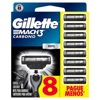 Imagem de Carga para Aparelho de Barbear Gillette Mach3 Carbono 8 Unidades