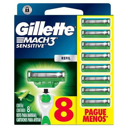 Imagem de Carga para Aparelho de Barbear Gillette Mach3 Sensitive 8 Unidades