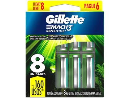 Carga para Aparelho de Barbear para Pele Sensível Gillette Mach3 Sensitive 8 Unidades Imagem de Carga para Aparelho de Barbear para Pele Sensível Gillette Mach3 Sensitive 8 Unidades