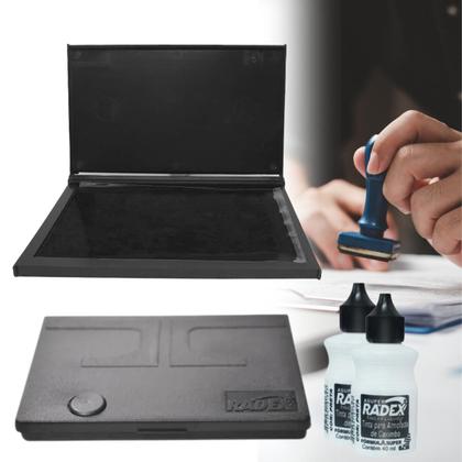 Imagem de Carimbeira N3 Almofada na cor Preta + 2 Tintas Pretas Inclusas