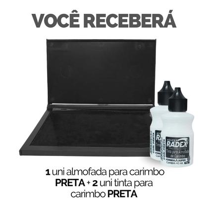Imagem de Carimbeira N3 Almofada na cor Preta + 2 Tintas Pretas Inclusas