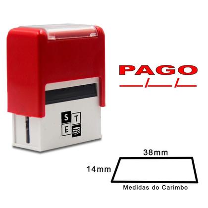 Imagem de Carimbo Automático Pago Com Data Vermelho