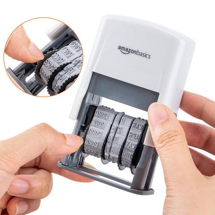 Imagem de Carimbo de data com tinta automática Amazon Basics Retangular