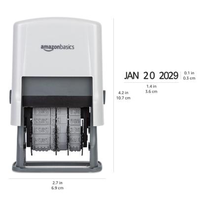 Imagem de Carimbo de data com tinta automática Amazon Basics Retangular
