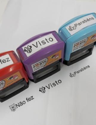 Imagem de Carimbo Pedagógico, kit com 3 carimbos Nykon + 1 tinta para carimbo