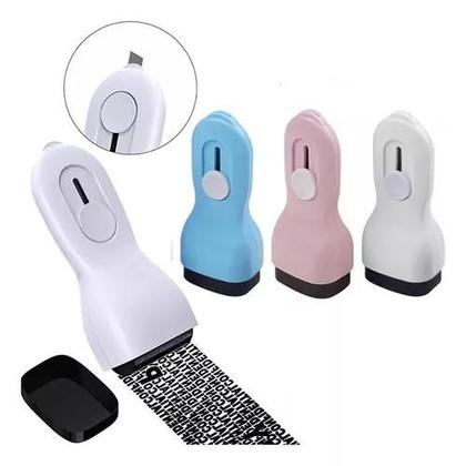 Imagem de Carimbo Protetor De Dados Rolinho Com Estilete Abrir Caixa