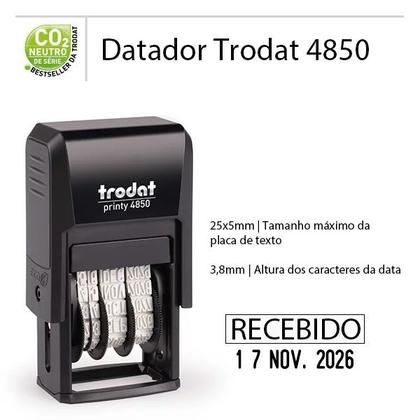 Imagem de Carimbo trodat datador com texto  4850  25x5mm