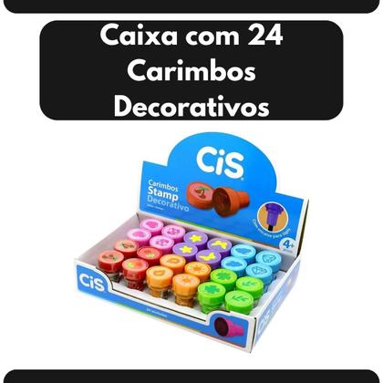 Imagem de Carimbos Cis Stamp Decorativos com 24 Unidades Divertido Caixa Sortido Temas Criativos Decoração