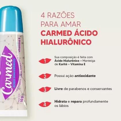 Imagem de CARMED ÁCIDO HIALURÔNICO e VITAMINA E HIDRATANTE LABIAL10g