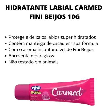 Imagem de Carmed Fini Beijos Cor Rosa Hidratante Labial 10g Cimed Gloss