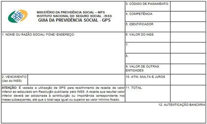 Imagem de Carnê do Inss Gps Previdência Social 12 Fls Autonomo