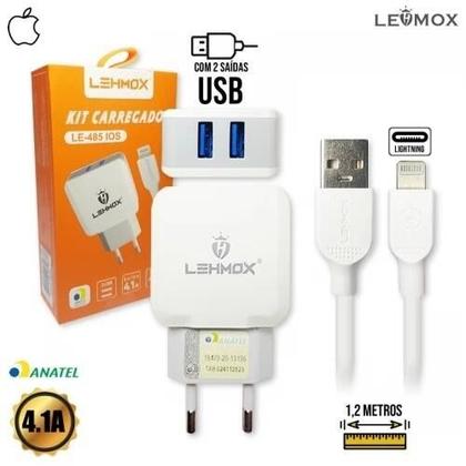 Imagem de Carregador 2 USB + Cabo Lightning 1,2m LE-485 Lehmox