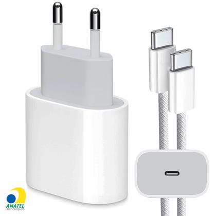 Imagem de Carregador 20W Turbo Fonte + Cabo USB-C Compatível Iphone 15 15 pro Max e 15 Ultra