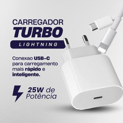 Imagem de Carregador 25W Compatível Com Modelos Do 8 Ao 14 Cabo Lightning Alta Velocidade E Segurança Garantindo Carregamento Rápido