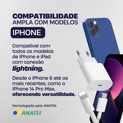 Imagem de Carregador 25W Compatível Com Modelos Do 8 Ao 14 Cabo Lightning Alta Velocidade E Segurança Garantindo Carregamento Rápido