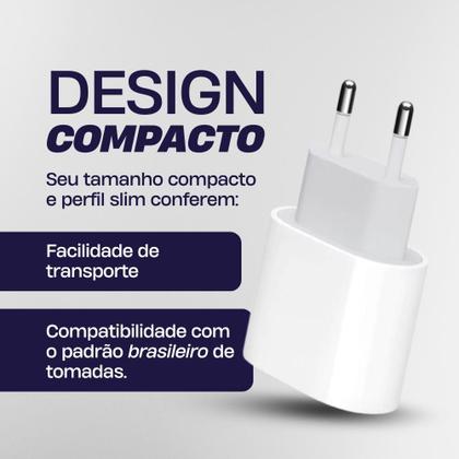 Imagem de Carregador 25W Compatível Com Modelos Do 8 Ao 14 Cabo Lightning Alta Velocidade E Segurança Garantindo Carregamento Rápido