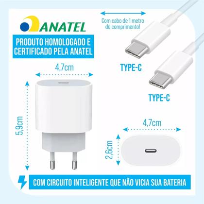 Imagem de Carregador 30W Compatível iPhone 15 Pro Max Completo Fonte/Cabo Compatível Iphone 15, iPhone 15 Plus