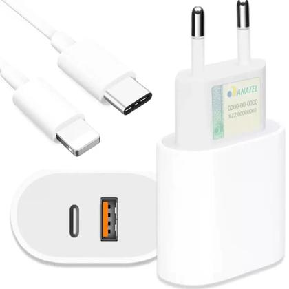 Imagem de Carregador 40W Turbo Fonte USB-C + Cabo 1M Compatível Iphone Motorola Samsung Xiaomi SE / X / XR/ 11 / 12/ 13 Mini Pro Max