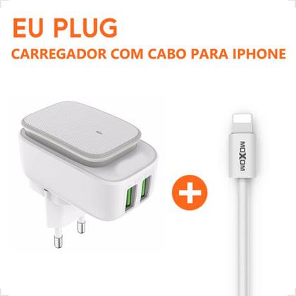 Imagem de Carregador Adaptador Universal Portátil Ultra Rápido 12w Com 2 Saida Usb 2.4a Luz noturna LED A2205